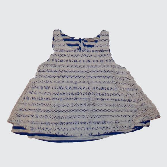 Anthropologie Tops - Anthropologie XS women's lace tank blue and white striped by postmark